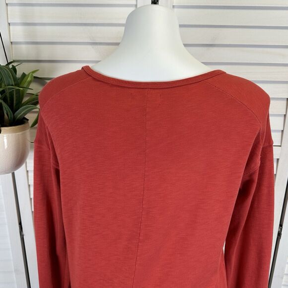 American Giant Premium Slub‎ Crew Tee Long Sleeve Red-Orange Knit Top Size M - Picture 5 of 9